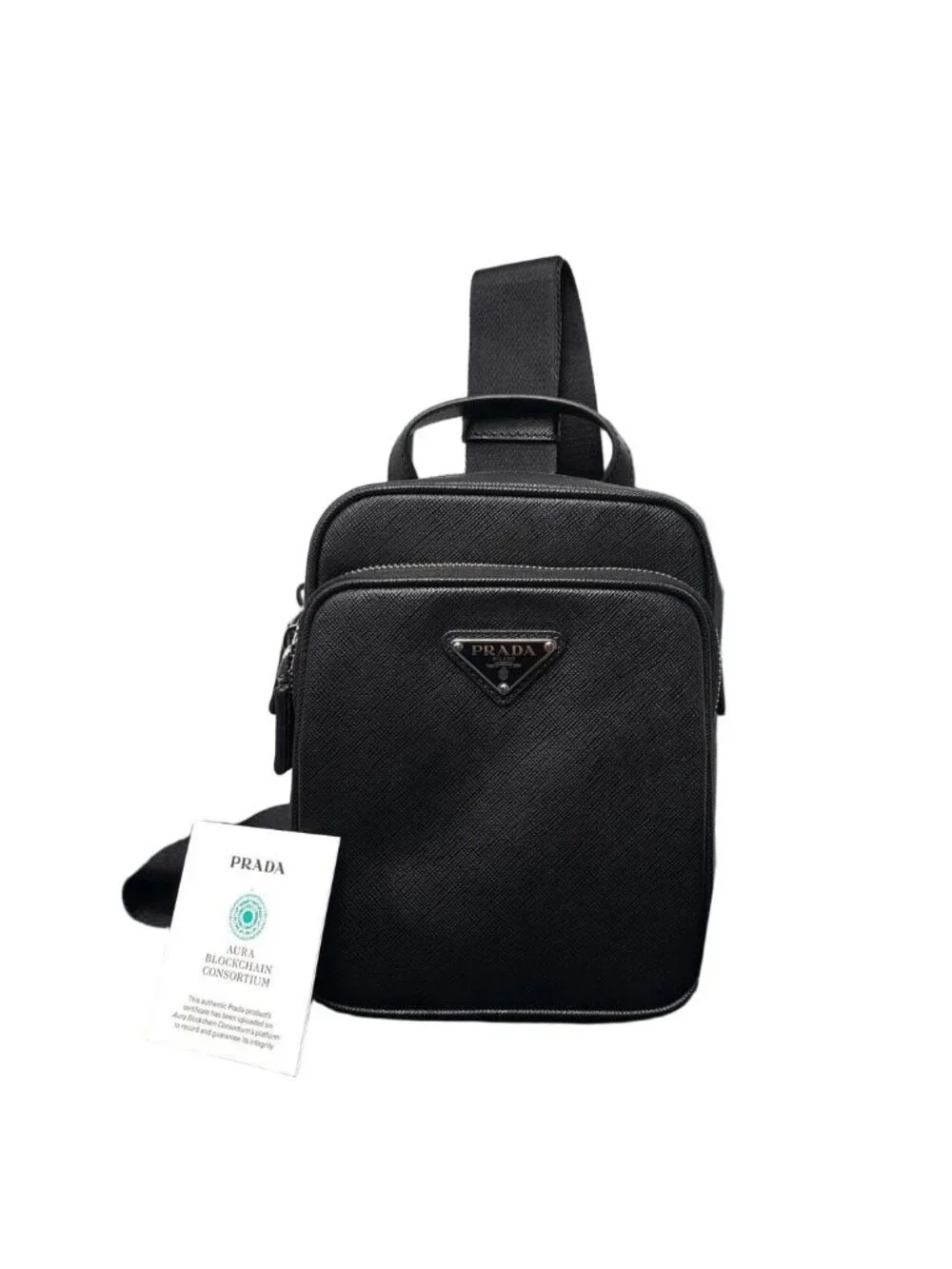 Prada Saffiano Leather Shoulder Bag Black
